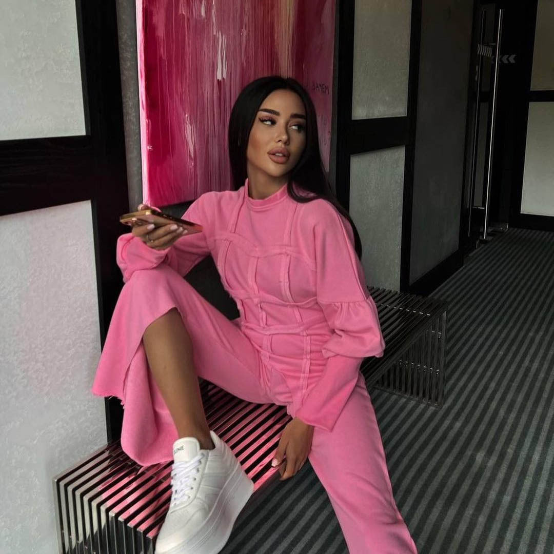 Pullover Hoodie Split Pants Two Piece