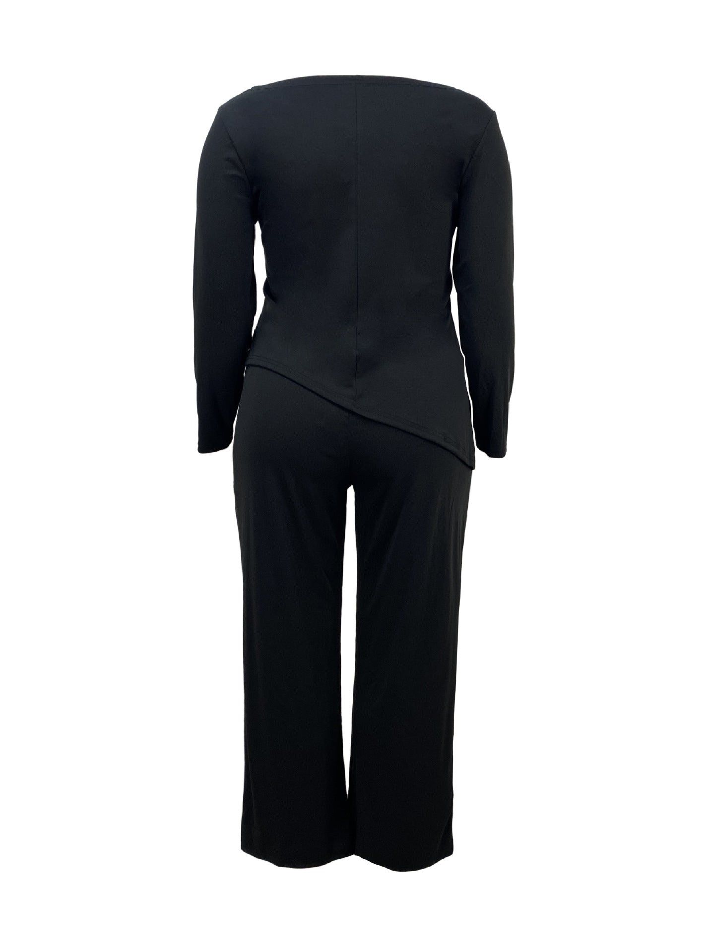 Casual Solid Asymmetric Two-Piece Set