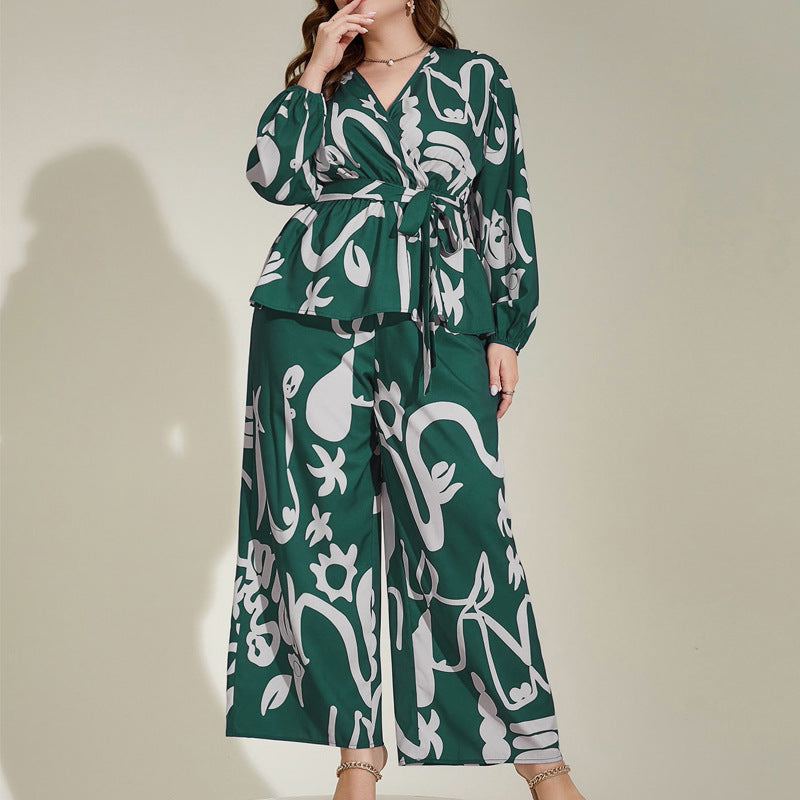 Loose Retro Floral V Neck Office Middle East Printing Shirt Outfit