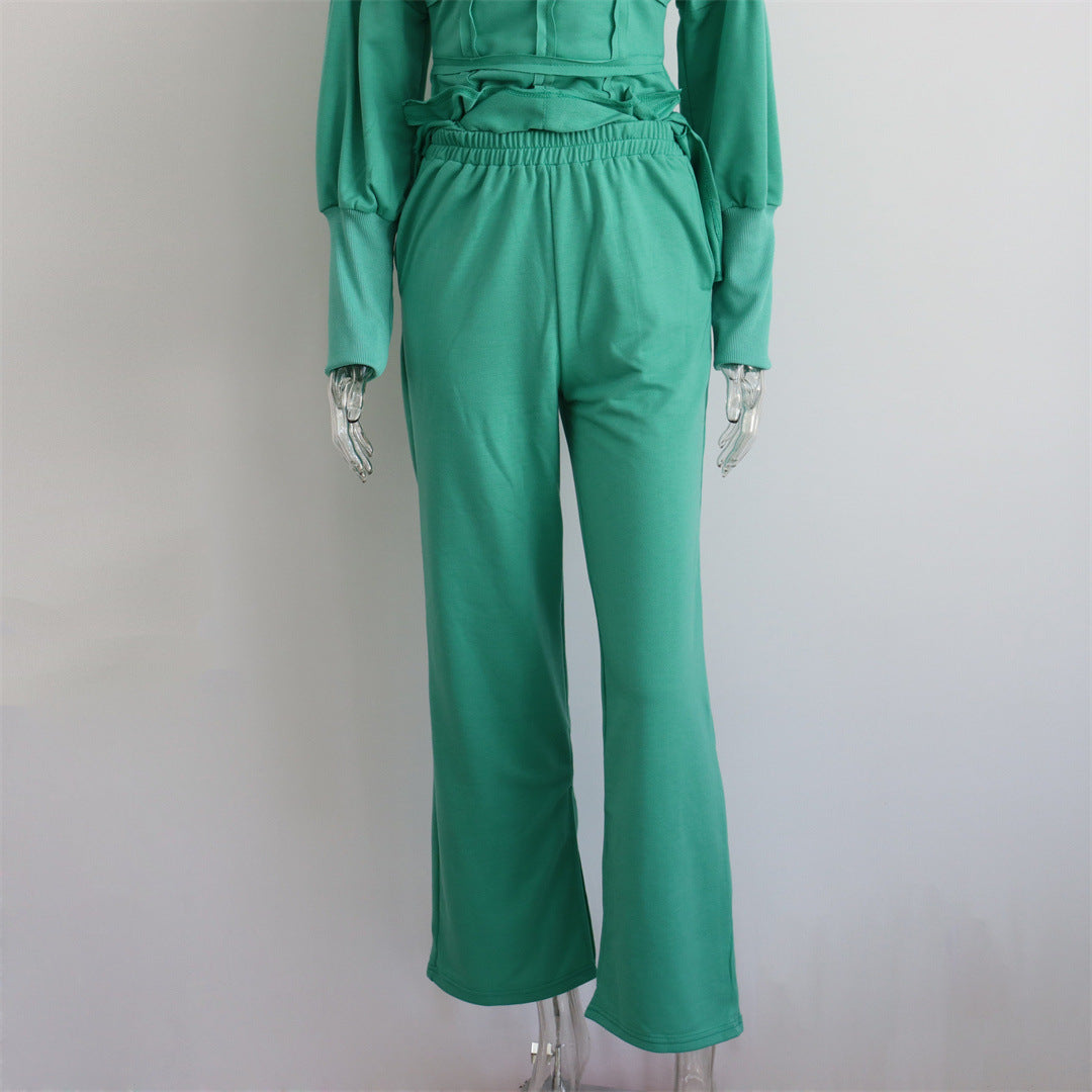 Pullover Hoodie Split Pants Two Piece