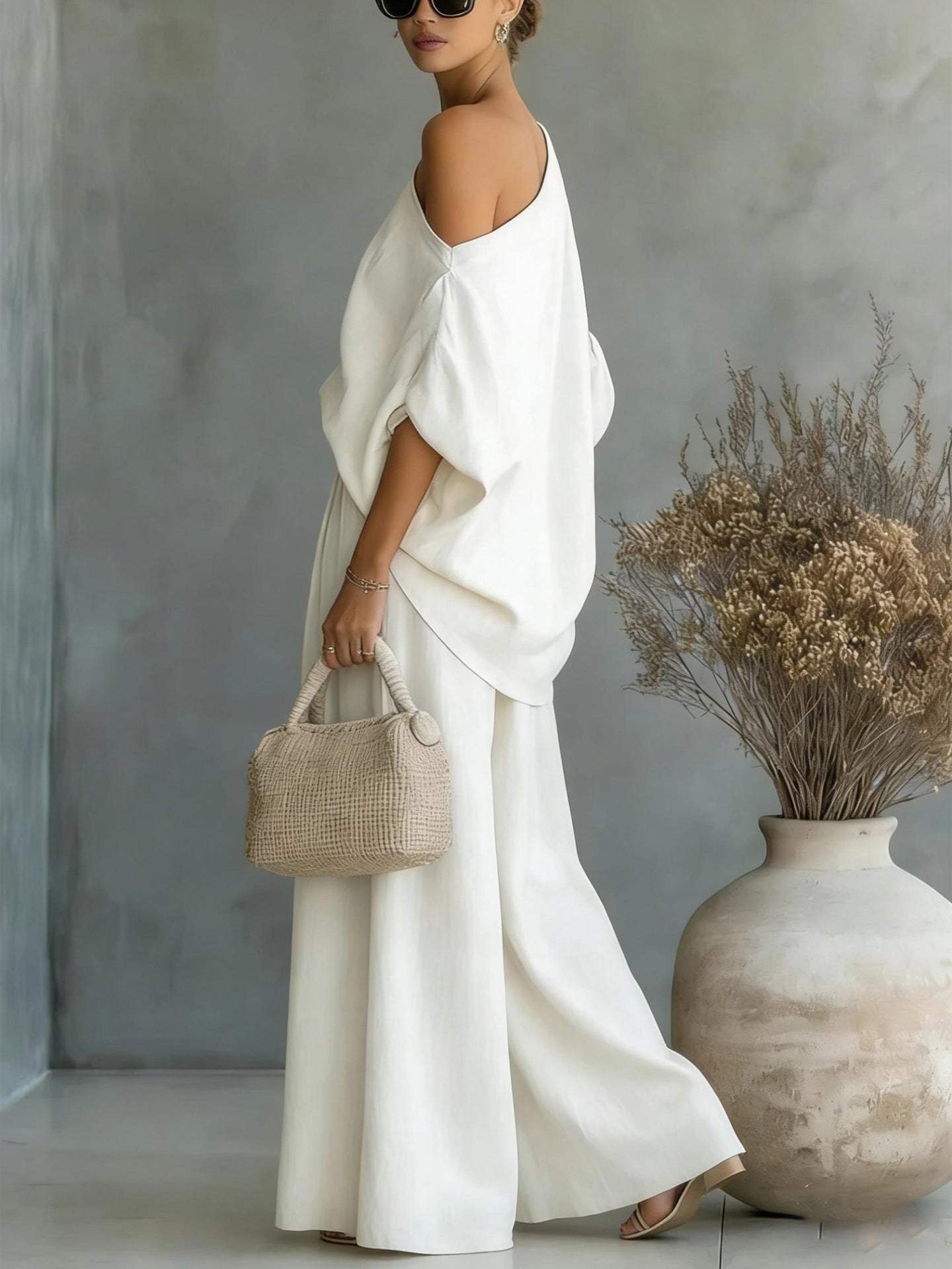 Wide Leg Casual off Shoulder Two Piece