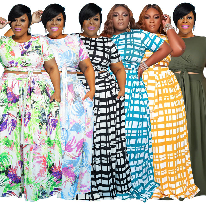 Cropped Two-Piece Multi-Printing Suit