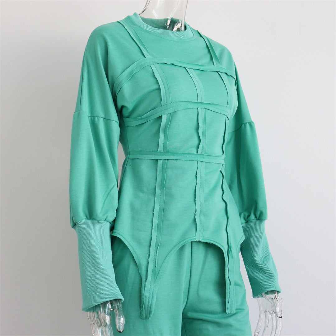 Pullover Hoodie Split Pants Two Piece