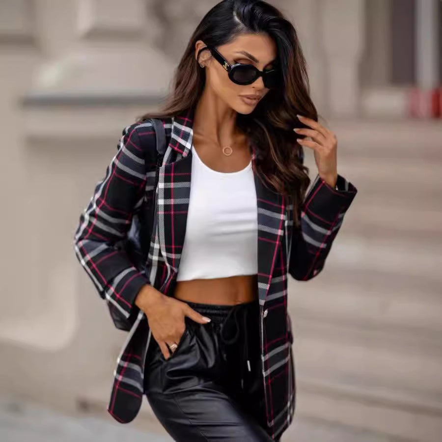 Stylish Plaid Blazer