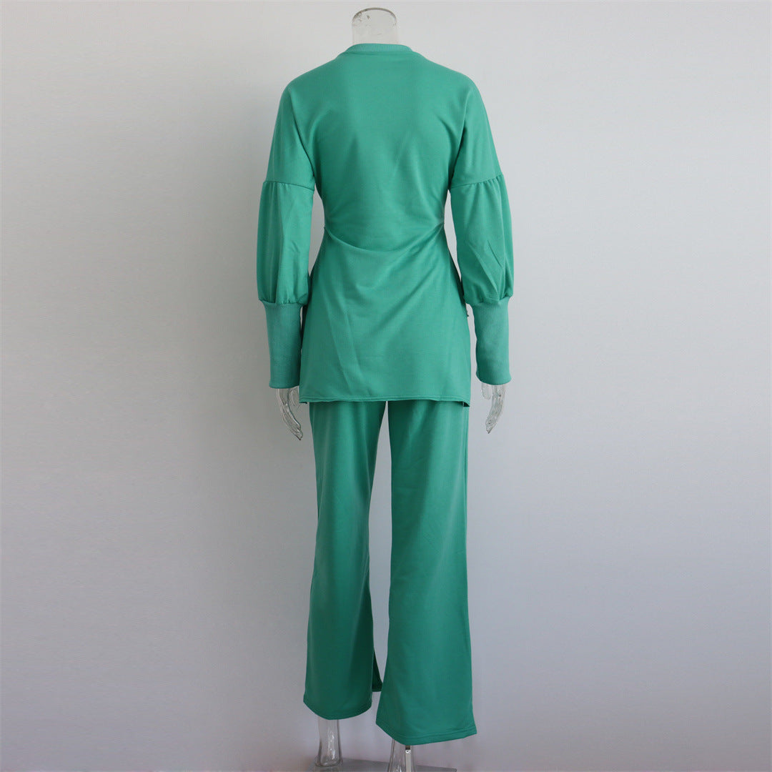 Pullover Hoodie Split Pants Two Piece