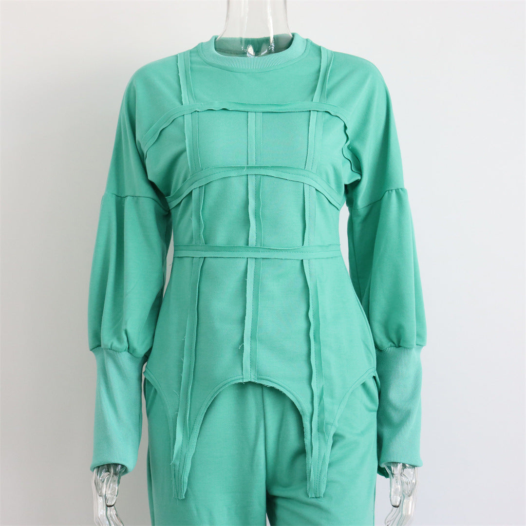 Pullover Hoodie Split Pants Two Piece
