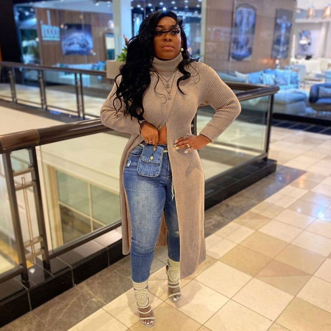 Pullover Split Sweater Dress