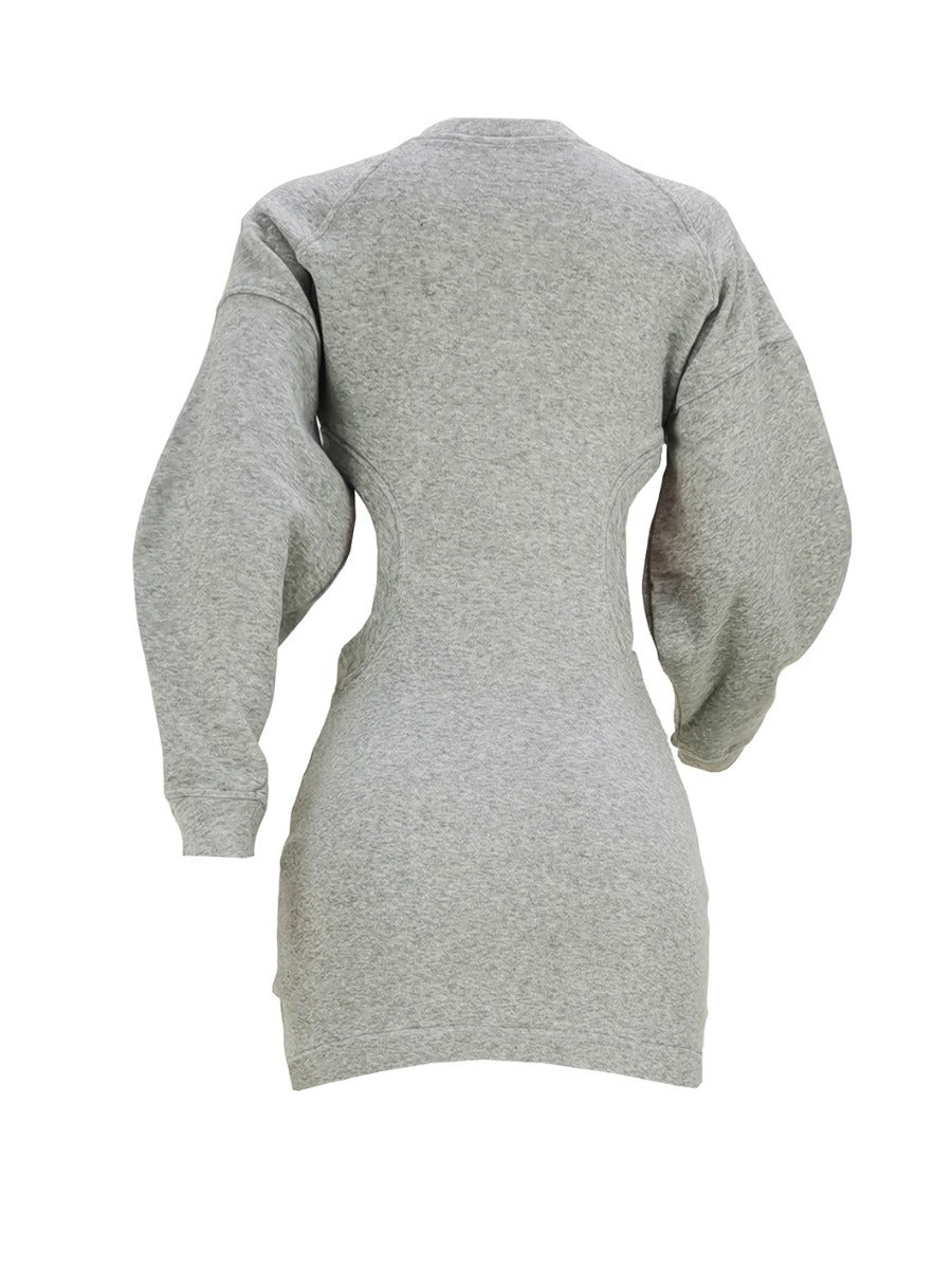 Hollow Out Lantern Sleeve Sweater Dress