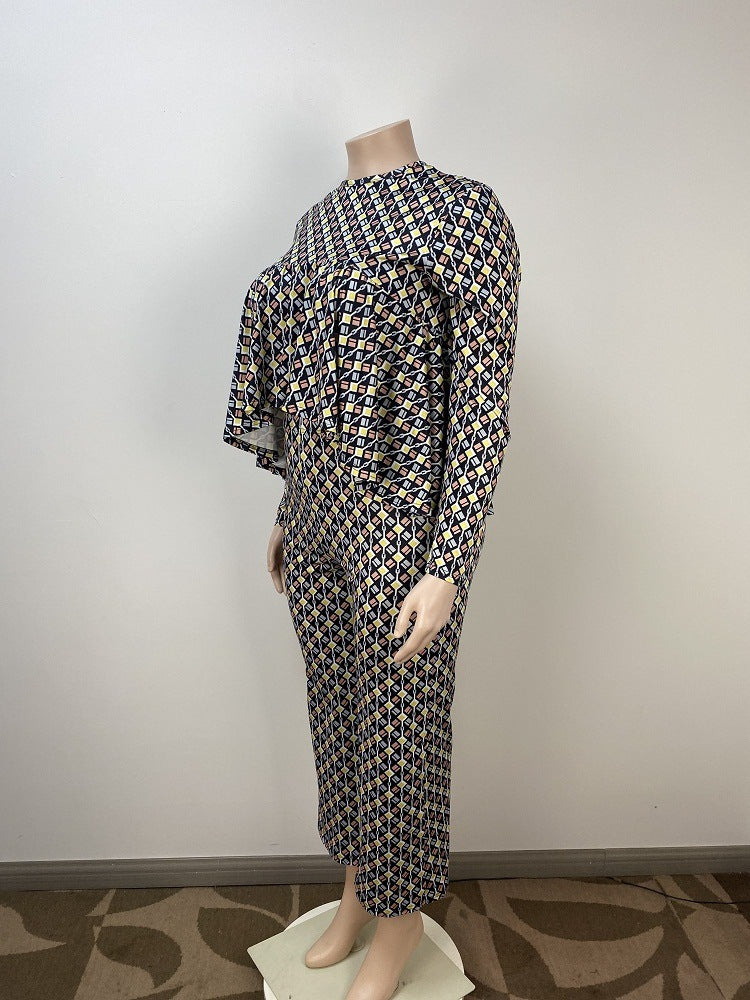 Casual Comfortable Loose Print Two Piece Set