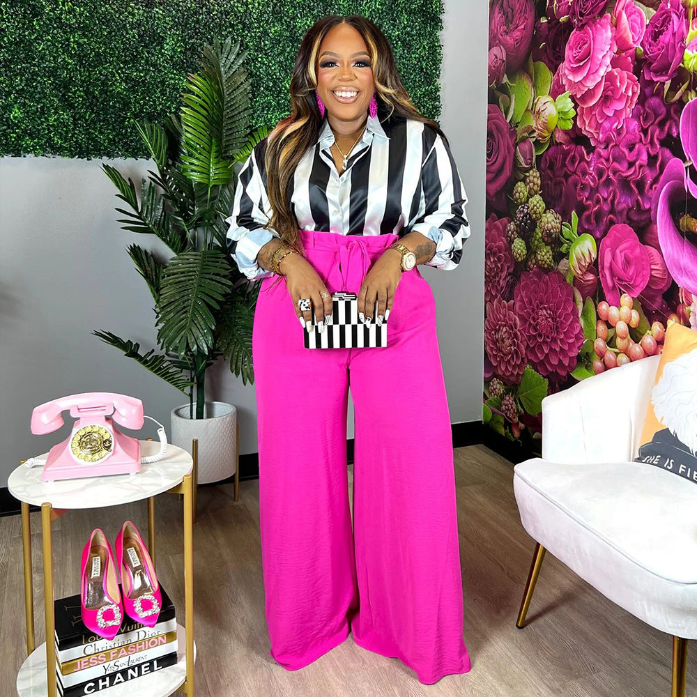 Printed Elegant Wide Leg Pants Set