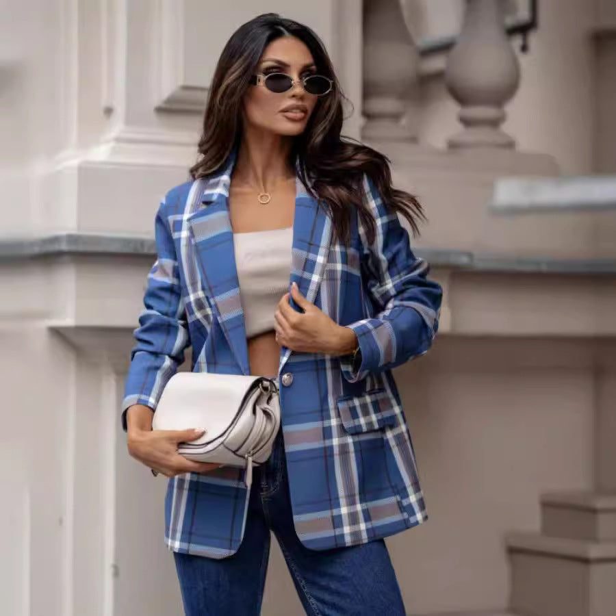 Stylish Plaid Blazer