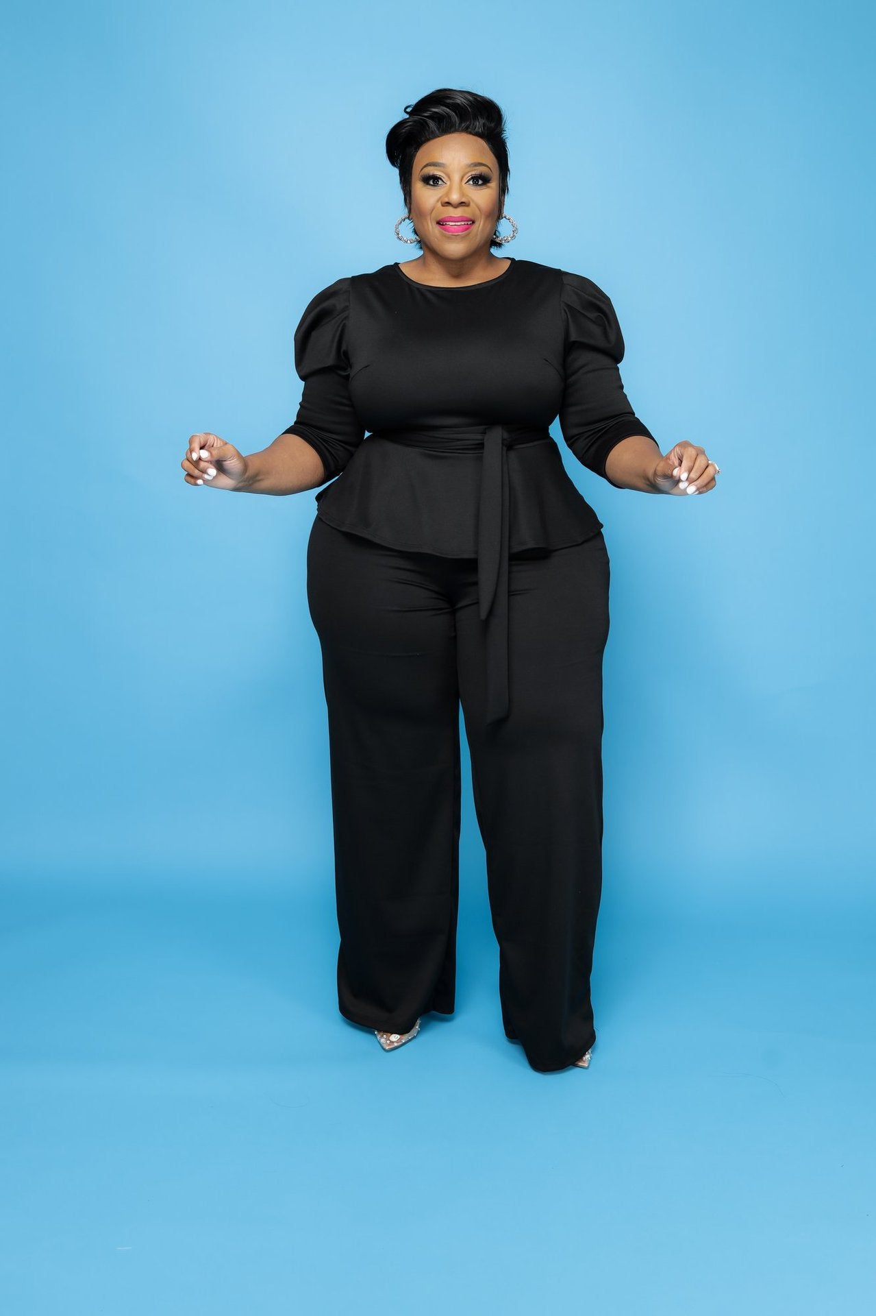 Platform Solid Color Long-Sleeved Trousers Two-Piece Suit