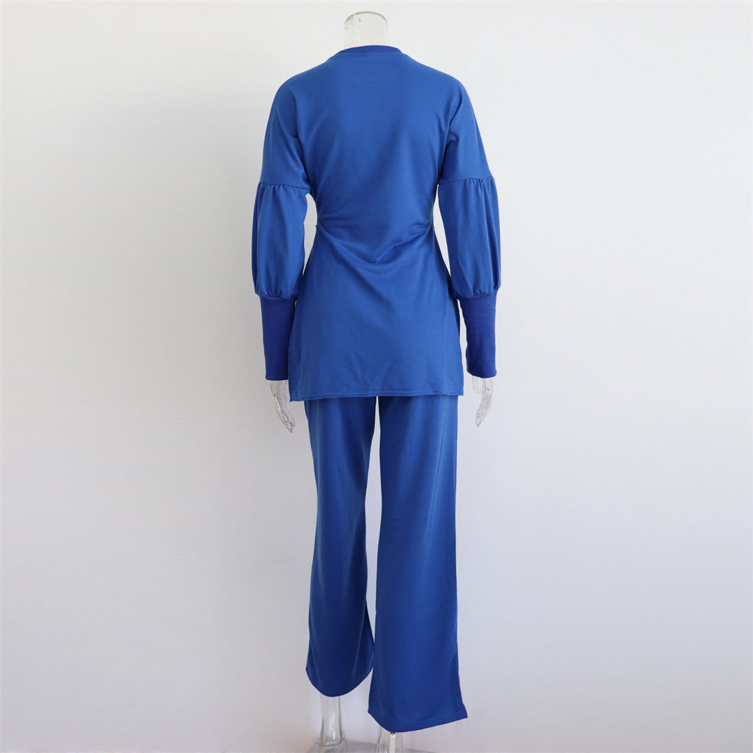 Pullover Hoodie Split Pants Two Piece