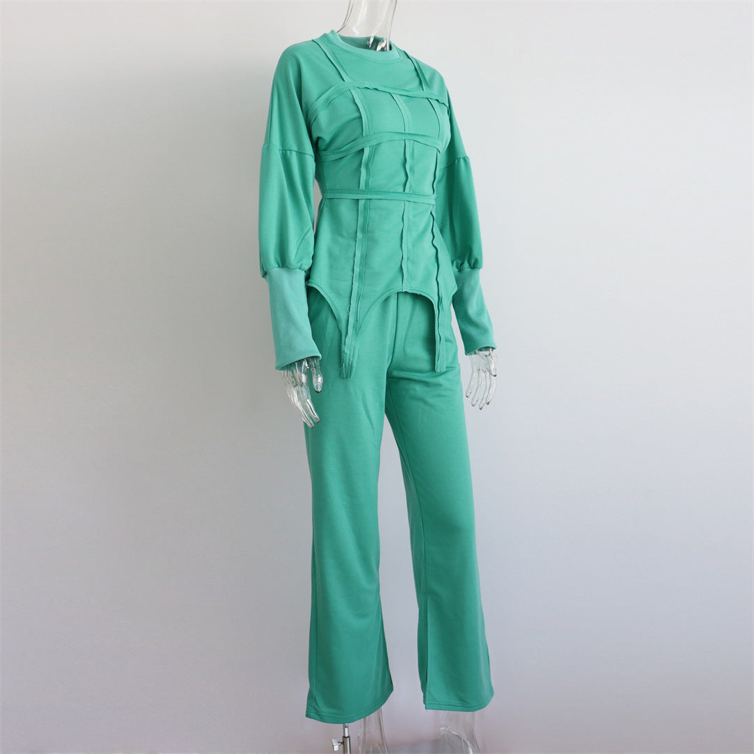 Pullover Hoodie Split Pants Two Piece