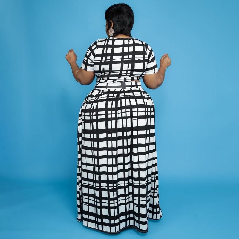 Cropped Two-Piece Multi-Printing Suit