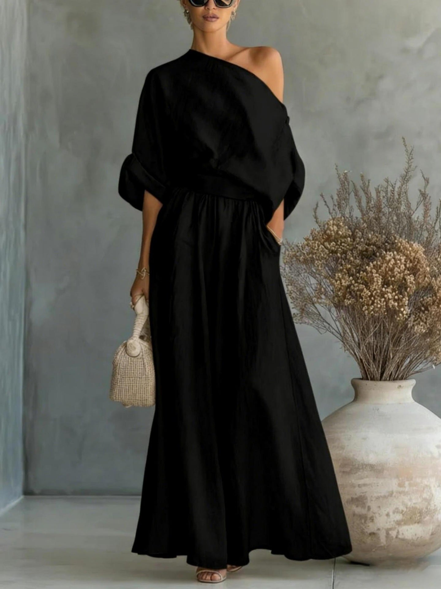 Wide Leg Casual off Shoulder Two Piece