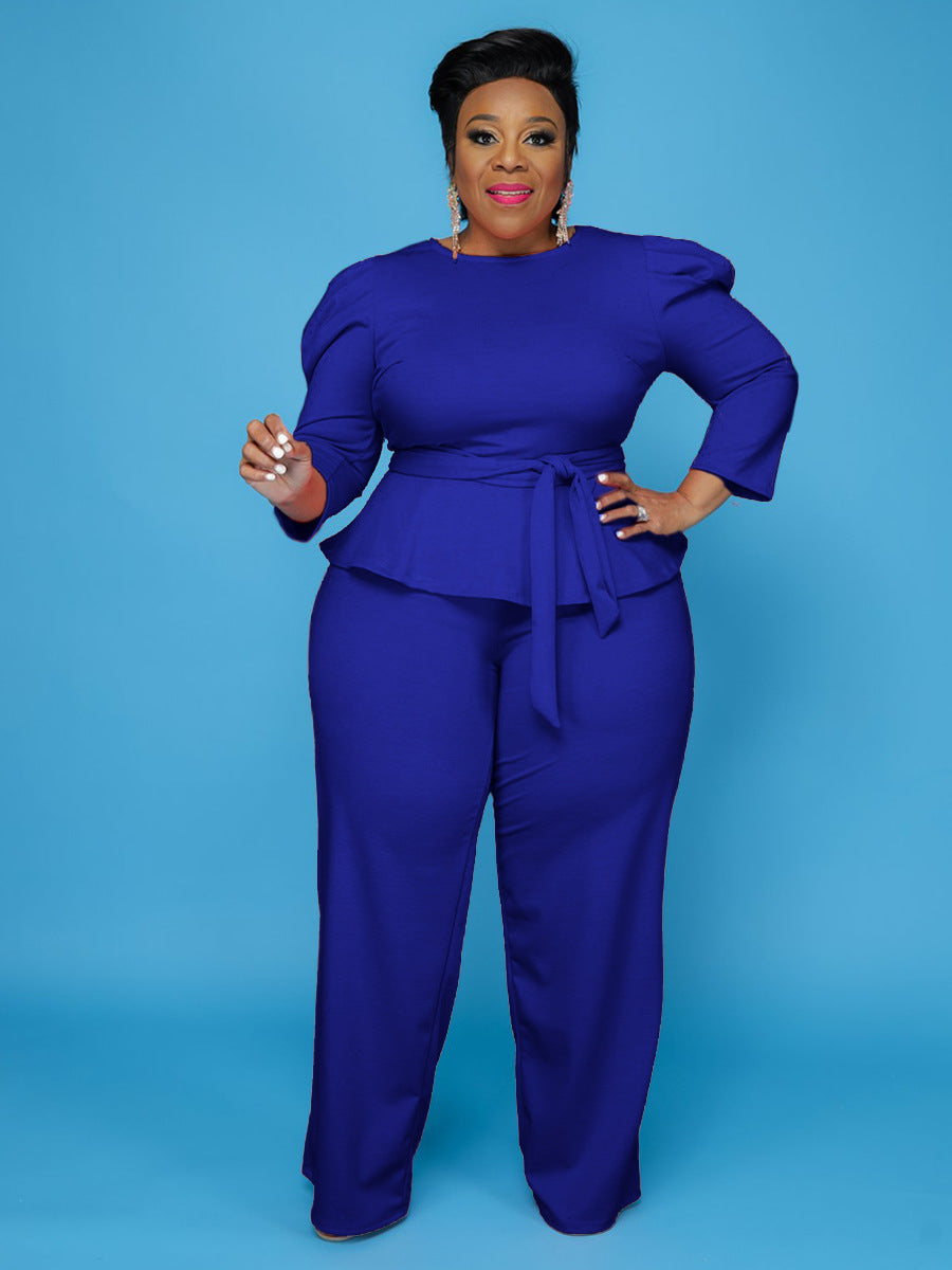 Platform Solid Color Long-Sleeved Trousers Two-Piece Suit