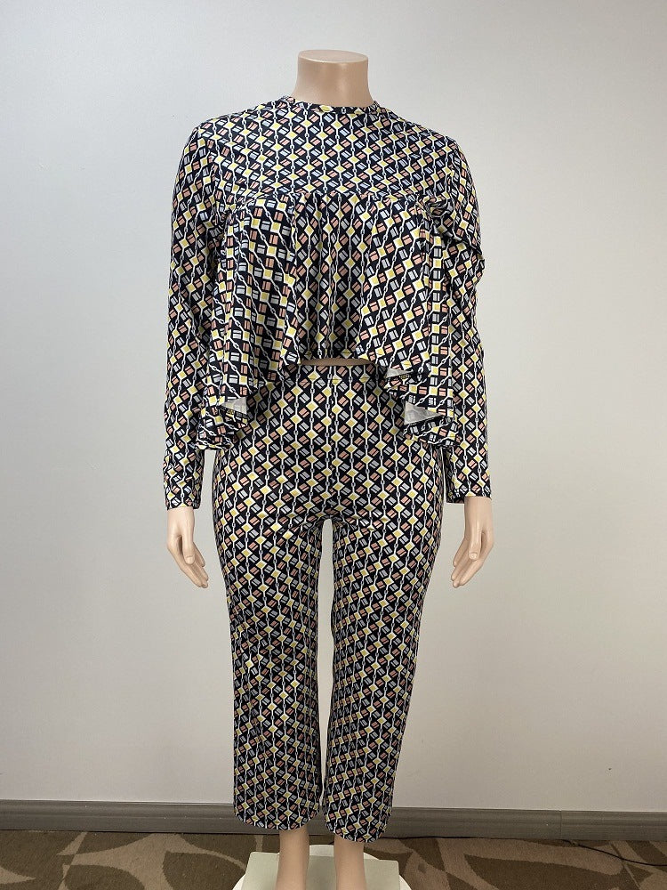 Casual Comfortable Loose Print Two Piece Set