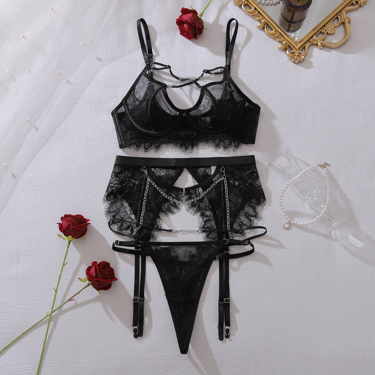 Lace See Through Eyelash Body Shaping Underwear