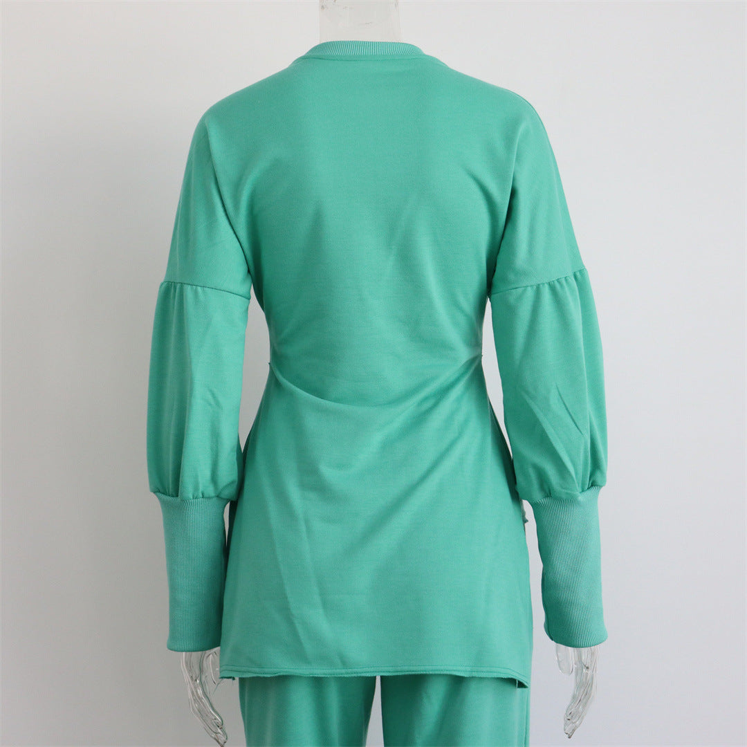 Pullover Hoodie Split Pants Two Piece