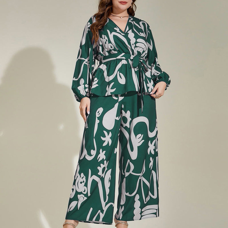 Loose Retro Floral V Neck Office Middle East Printing Shirt Outfit