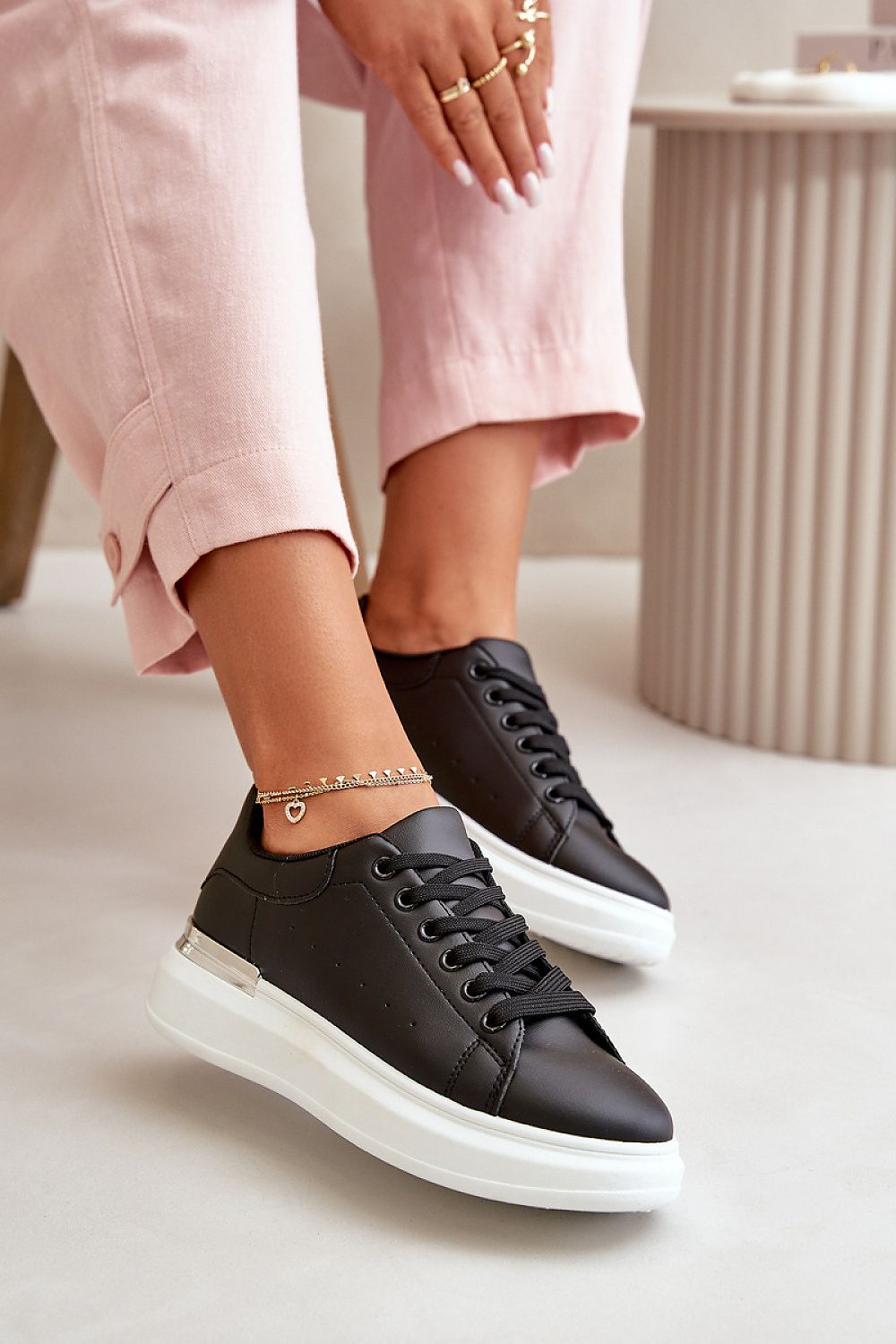 UrbanStride Black Leather Sneakers