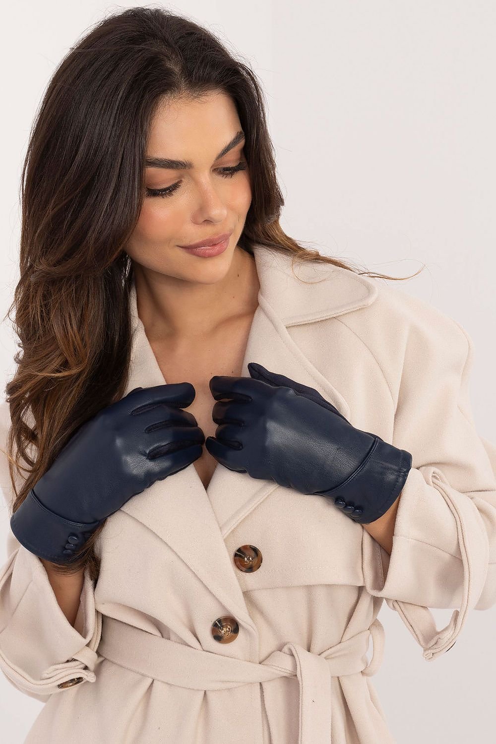 Navy Elegance Leather Gloves