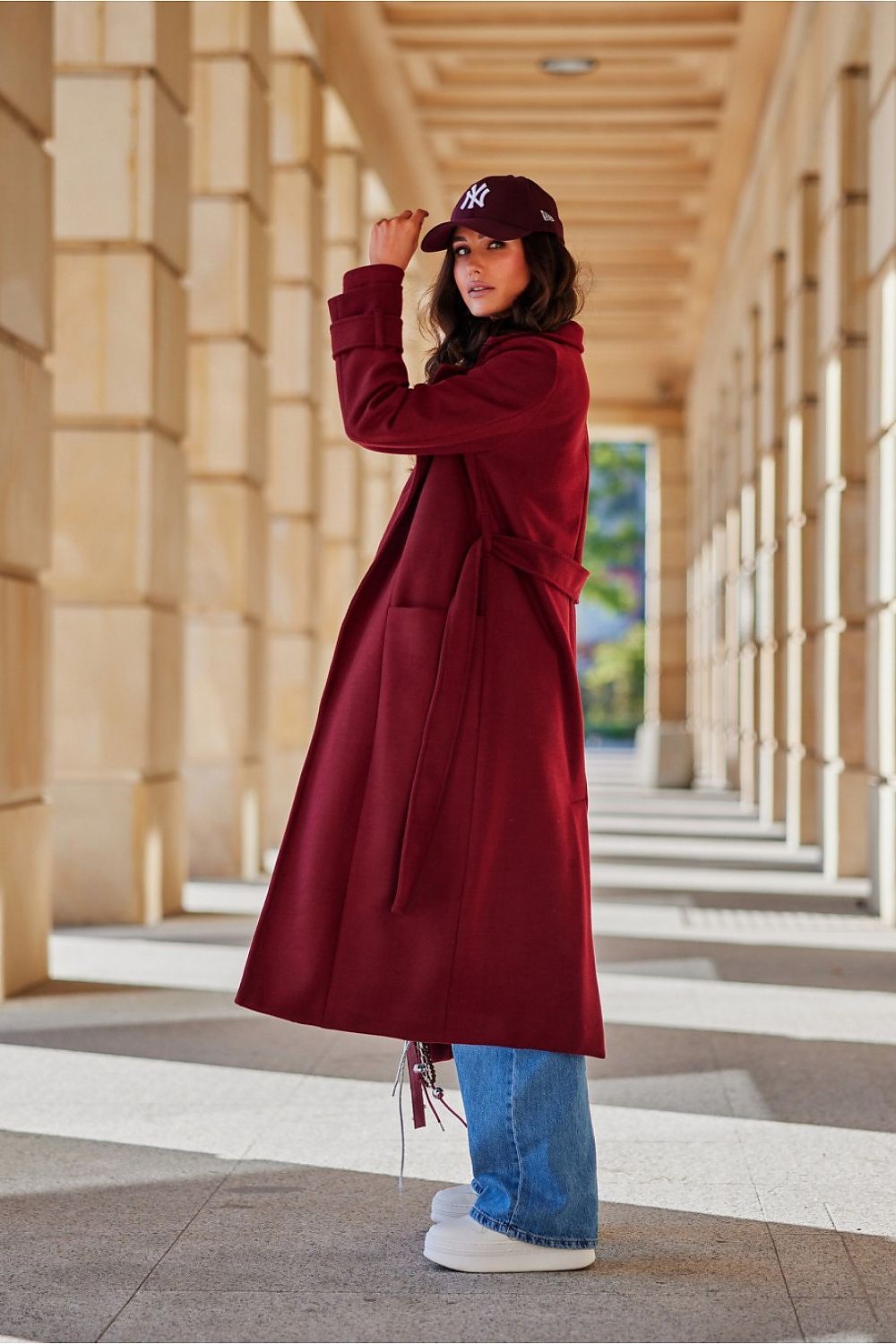 Maroon Muse Midi Warmth Coat