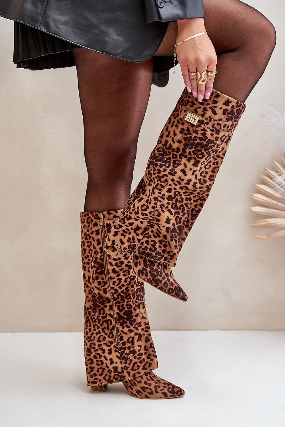 Eco-Suede Heel Boots with Zipper Closure