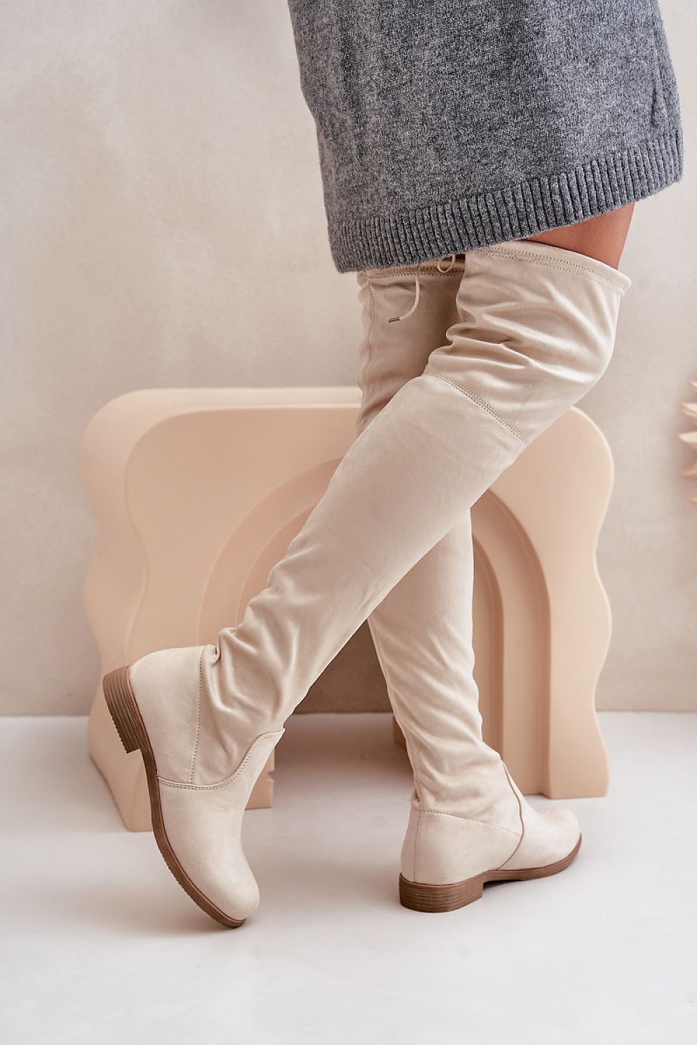 Nude Allure: Women's Stylish Heeled Boot