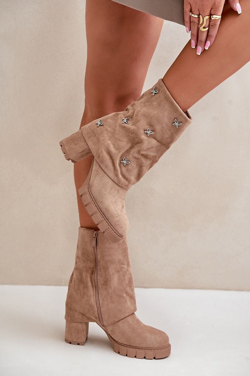 "Glamour Stud Tan Boot"