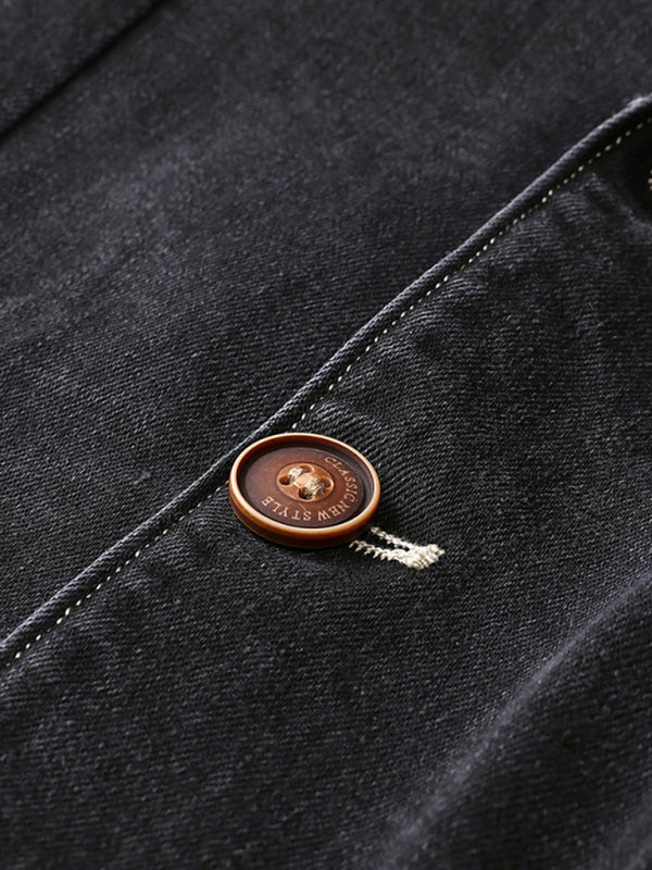 Men's Autumn-Winter Lapel Collar Knit Denim Jacket