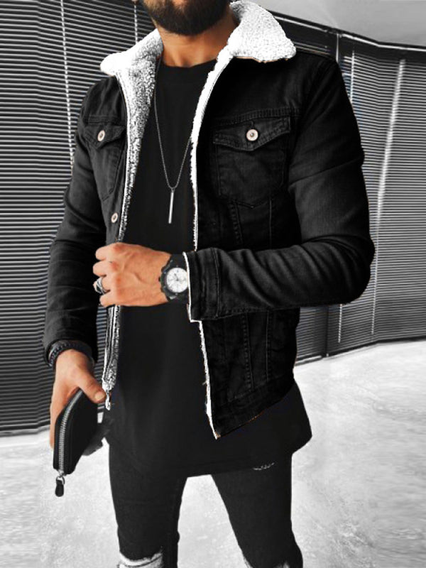 Plush Style Thickened Denim Jacket