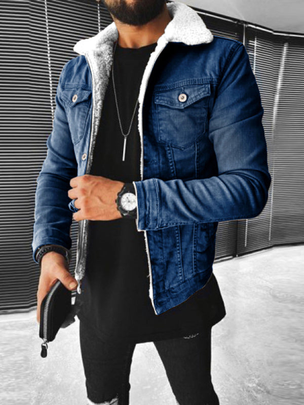 Plush Style Thickened Denim Jacket