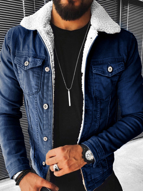 Plush Style Thickened Denim Jacket