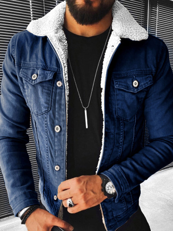 Plush Style Thickened Denim Jacket