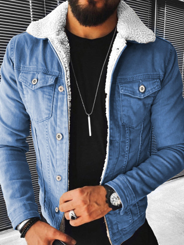 Plush Style Thickened Denim Jacket