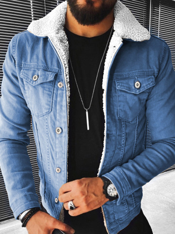 Plush Style Thickened Denim Jacket