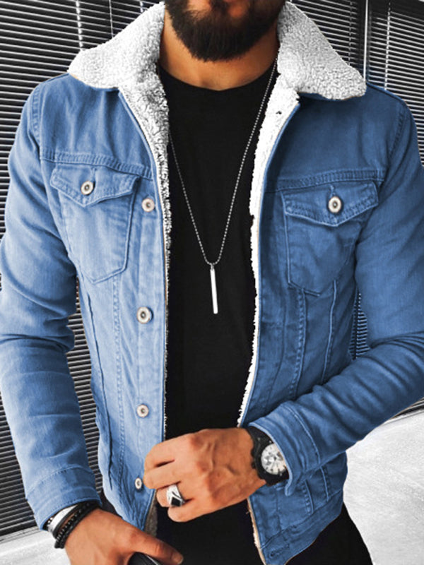 Plush Style Thickened Denim Jacket