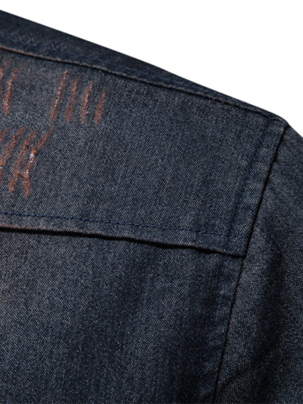 Denim non-iron long-sleeved shirt