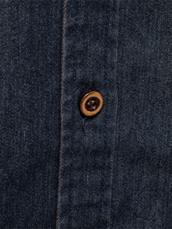 Denim non-iron long-sleeved shirt